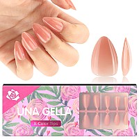 Una Gella Short Almond Press On Nails 288Pcs Short Almond Gel Nail Tips No Need File Prebuff Fake Nails 12 Sizes No C Curve 3In