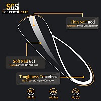 Una Gella Medium Square False Nails Tips 504Pcs Gel X Nail Tips Square 12 Sizes Long Lasting Clear Artificial Fake Nails Acryli