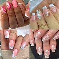 Una Gella 504Pcs Short Nail Tips Square Shape Nail Extension Square Pre Etched Gel X Fake Nails Tips No C Curve For Women Diy Fr