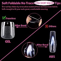 Una Gella Extra Short Square Fake Nails 504Pcs Preshape Extra Short Square Press On Nails Extra Short Square Gel Tips For Full