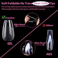 Una Gella Short Coffin Fake Nails 640Pcs Short Coffin Press On Nails Preshape Short Coffin Gel Nail Tips For Full Cover Acrylic