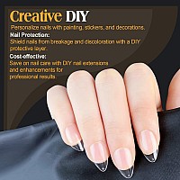 Una Gella Short Almond Nail Tips 504Pcs Long Lasting Short Almond Soft Gel Full Cover Nail Tips False Almond Nails Clear Acryli