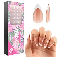 Una Gella French Gel Nail Tips 288Pcs Medium Almond French Gel X Nails Ungrade 4In1 Almond Shape French Tips Press On Nails Pr