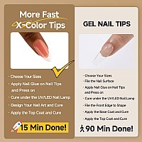 Una Gella French Gel Nail Tips 288Pcs Medium Almond French Gel X Nails Ungrade 4In1 Almond Shape French Tips Press On Nails Pr