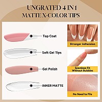 Una Gella French Gel Nail Tips 288Pcs Medium Almond French Gel X Nails Ungrade 4In1 Almond Shape French Tips Press On Nails Pr