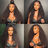 Water Wave Lace Front Wigs Human Hair Wigs for Black Women HD 13x4 Glueless Lace Frontal Wigs Human Hair Pre Plucked with Baby Hair Wet and Wavy Wigs Human Hair 150% Density Natural Color (24 Inch)