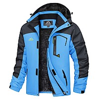 MAgcOMSEN Mens Winter coats Snow Jacket Winter coats with Zipper Pockets Snowboard Jacket Ski Jacket Fleece Jacket climbing Jacket Sky Blue M