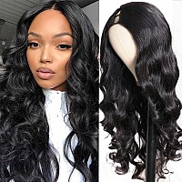 Dosacia Body Wave V Part Wigs Human Hair No Leave Out Lace Front Wigs Brazilian Virgin Human Hair Wigs For Black Women Upgrade U Part Wigs Glueless Full Head Clip In Half Wig V Shape Wigs 150% Density Natural Color 22Inch