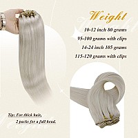 Full Shine Blonde Clip In Extensions Human Hair 1000 White Blonde Hair Extensions Clip Ins 7 Pcs 80 Grams Human Hair Clip In Extensions Brazilian Hair For Women Handmade Real Hair Extensions 12 Inch