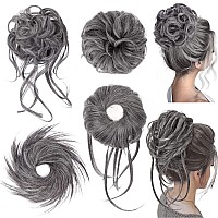 Messy Bun Hair Pieces Hoojih 4 Pieces Messy Bun Straight Bun Hair Pieces For Women Wavy Tousled Updo Short Ponytail Hair Extens