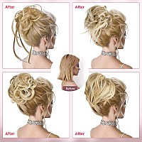 Messy Bun Hair Pieces Hoojih 4 Pieces Messy Bun Straight Bun Hair Pieces For Women Wavy Tousled Updo Short Ponytail Hair Extens