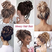 Messy Bun Hair Pieces Hoojih 4 Pieces Messy Bun Straight Bun Hair Pieces For Women Wavy Tousled Updo Short Ponytail Hair Extens