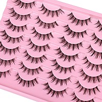 Manga Lashes Clear Band Natural Lashes Wispy Asian 12Mm 3D Short Lashes D Curl False Eyelashes Pack By Kiromiro