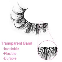 Manga Lashes Clear Band Natural Lashes Wispy Asian 12Mm 3D Short Lashes D Curl False Eyelashes Pack By Kiromiro