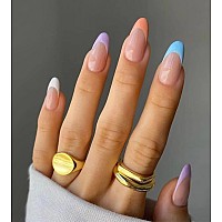 Vaveah Stiletto Press On Nails Medium Acrylic Coloful French Fake Nails False Nails With Nail Glueon Nails For Women And Girls