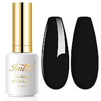 Imtiti Gel Nail Polish, 1 Pcs 0.5 Fl Oz Black Color Gel Polish Soak Off LED U V Nail Gel Polish Nail Polish DIY Nail Art Starter Manicure Salon Gel Nail Kit for Women Girls