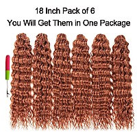 Curly Crochet Hair For Blakc Women 18 Inch Curly Braiding Hair 6 Packs Water Wave Ocean Wave Crochet Hair 350 Ginger Orange Cop