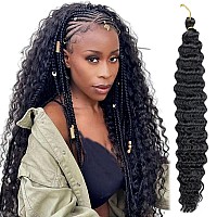 Batisi Ocean Wave Crochet Hair 18 Inch 1B Black Deep Wave Curly Braiding Hair Wavy Single 1 Pack Synthetic Curly Crochet Hair