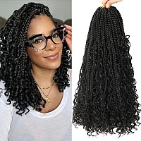 Ayana Goddess Box Braids Crochet Hair 14 Inch 8 Pack Bohomian Crochet Braids Box Braids Crochet Box Braids Curly Ends Synthetic Crochet Braids Hair Extensions For Women(14Inch 1B)