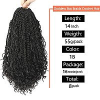 Ayana Goddess Box Braids Crochet Hair 14 Inch 8 Pack Bohomian Crochet Braids Box Braids Crochet Box Braids Curly Ends Synthetic Crochet Braids Hair Extensions For Women(14Inch 1B)