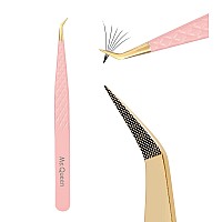 Msqueen Lash Tweezers For Eyelash Extensions Professional Curved Tip Lashing Tweezers For Isolation And Individual Volume Lash