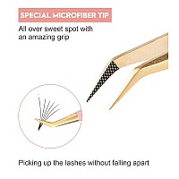 Msqueen Lash Tweezers For Eyelash Extensions Professional Curved Tip Lashing Tweezers For Isolation And Individual Volume Lash