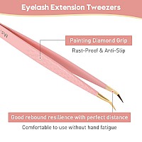 Msqueen Lash Tweezers For Eyelash Extensions Professional Curved Tip Lashing Tweezers For Isolation And Individual Volume Lash