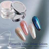 Prettydiva Moonlight Chrome Nail Powder White Chrome Nail Powder Aurora Iridescent Powders Mirror Effect Magic White Pearl Mi