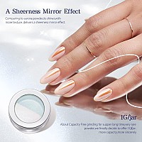 Prettydiva Moonlight Chrome Nail Powder White Chrome Nail Powder Aurora Iridescent Powders Mirror Effect Magic White Pearl Mi