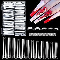 504Pcs 3Xl Coffin Nail Tips No C Curve Clear Extra Long Coffin Nail Tips For Acrylic Nails Professional Flattened Half Cover F