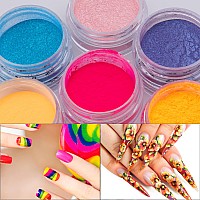 Duufin 36 Colors Nail Pigment Powder Colorful Luminous Powder Iridescent Glitter Pearlescent Highgloss Halo Powder Color Pigmen