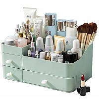 Makeup Organizer For Vanity Large Countertop Organizer With Drawers Cosmetics Storage For Skin Care Brushes Eyeshadow Lotio