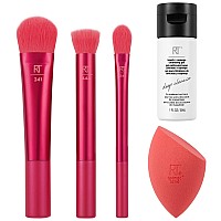 Real Techniques Limited Edition Sparkle + Sleigh Makeup Brush & Sponge Kit, Makeup Spone Blender & Face Brushes For Flawless Finish, 5 Piece Holiday Gift Set