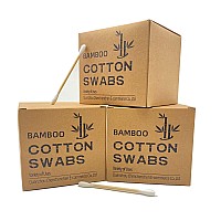 Xl Bamboo Cotton Swabs 900Ct Natural Cotton Buds With Larger Tips For Personal Care3 Pack Biodegradable Cotton Tips