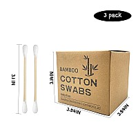 Xl Bamboo Cotton Swabs 900Ct Natural Cotton Buds With Larger Tips For Personal Care3 Pack Biodegradable Cotton Tips