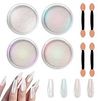 Allstarry Chrome Nail Powder 4 Colors Iridescent Aurora Powder Metallic Mirror Effect Pigment Pearlescent Mermaid Glitter Unicor