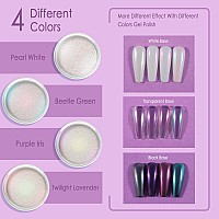 Allstarry Chrome Nail Powder 4 Colors Iridescent Aurora Powder Metallic Mirror Effect Pigment Pearlescent Mermaid Glitter Unicor