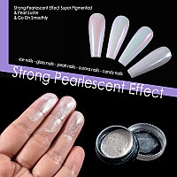 Allstarry Chrome Nail Powder 4 Colors Iridescent Aurora Powder Metallic Mirror Effect Pigment Pearlescent Mermaid Glitter Unicor