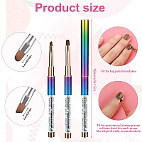 Savita 2Pcs Nail Art Clean Up Brushes Painting Brushes For Nails With Round Angled Head Colorful Bling Nail Pen Painting Tool