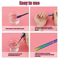 Savita 2Pcs Nail Art Clean Up Brushes Painting Brushes For Nails With Round Angled Head Colorful Bling Nail Pen Painting Tool