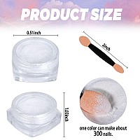 Laza White Pearl Chrome Nail Powder 8 Colors Metallic Mirror Effect Pigment Ice Transparent Aurora Nail Glitter Dust Kit For G