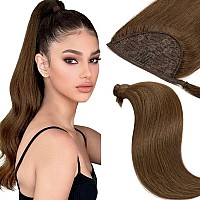 Ponytail Extension Real Human Hair Ponytail Human Hair Loxxy 14 Inch 70G Chocolate Brown Natural Hair Ponytail Hair Piece For Wo