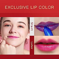 Yeweian 2 Pcs Magic Black Blue Lipstick Set Shimmer Color Changing Lipstickblue Changed Into Pinkblack Change Into Brick Red