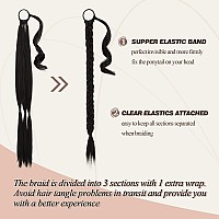 Barsdar 30 Inch Long Braided Ponytail Extension With Hair Tie Straight Sleek Wrap Around Black Braided Ponytail Hair Extension