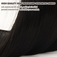 Barsdar 30 Inch Long Braided Ponytail Extension With Hair Tie Straight Sleek Wrap Around Black Braided Ponytail Hair Extension