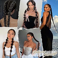 Barsdar 30 Inch Long Braided Ponytail Extension With Hair Tie Straight Sleek Wrap Around Black Braided Ponytail Hair Extension