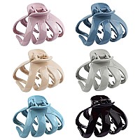 Maorulu Hair Clip For Thick Hair Big Claw Clips For Women And Girls Matte Octopus Clips Strong Hold Jumbo Hair Clip 6 Packs