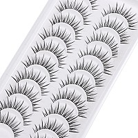 Manga Lashes Natural Look Japanese Anime Lashes Korean Asian Wispy Spiky Lashes With Clear Band Short Fake Eyelash 10 Pairs Pack