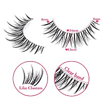 Manga Lashes Natural Look Japanese Anime Lashes Korean Asian Wispy Spiky Lashes With Clear Band Short Fake Eyelash 10 Pairs Pack