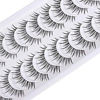 Manga Lashes Natural Look Japanese Anime Lashes Korean Asian Wispy Spiky Lashes With Clear Band Short Fake Eyelash 10 Pairs Pack